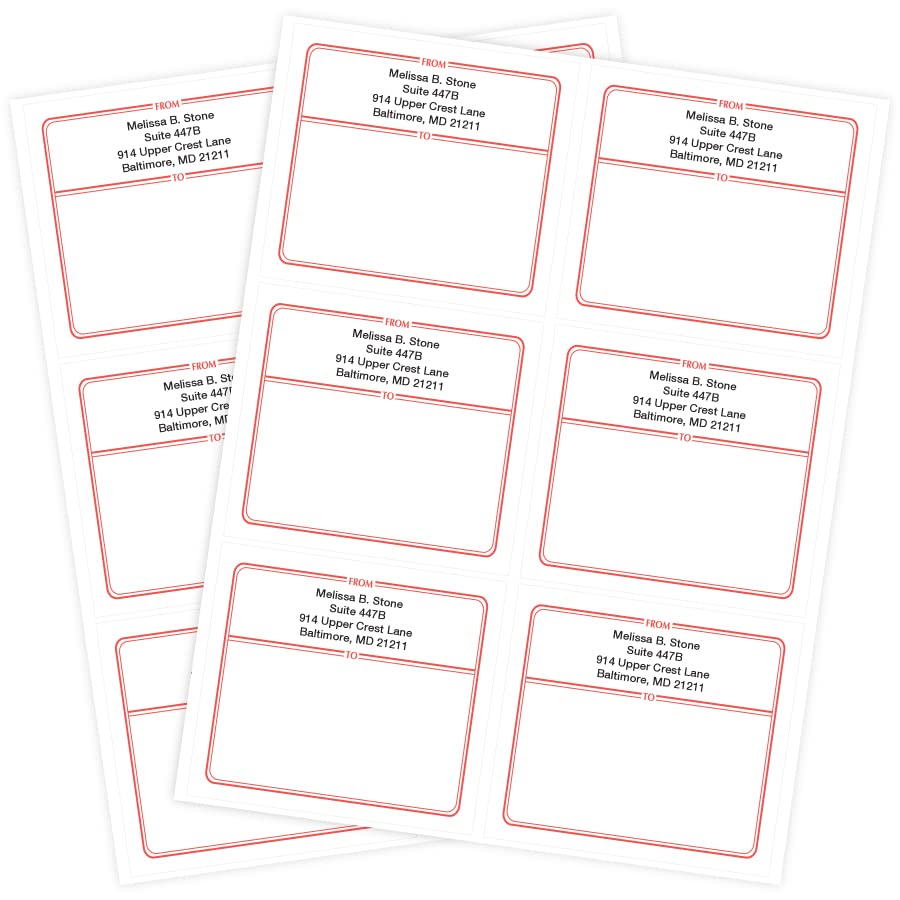 Custom Red Double Border Personalized Shipping Labels - Waterproof & Tear-Resistant - Perfect for Etsy, eBay, Amazon & Shopify Packages