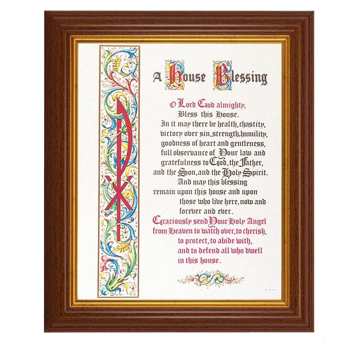 10.5x12.5 Inch Walnut Fluted Frame with Gold Beaded Edge - Italian Art Print for Home Blessing & Wall Decor | Perfect for Living Room, Bedroom or Gift