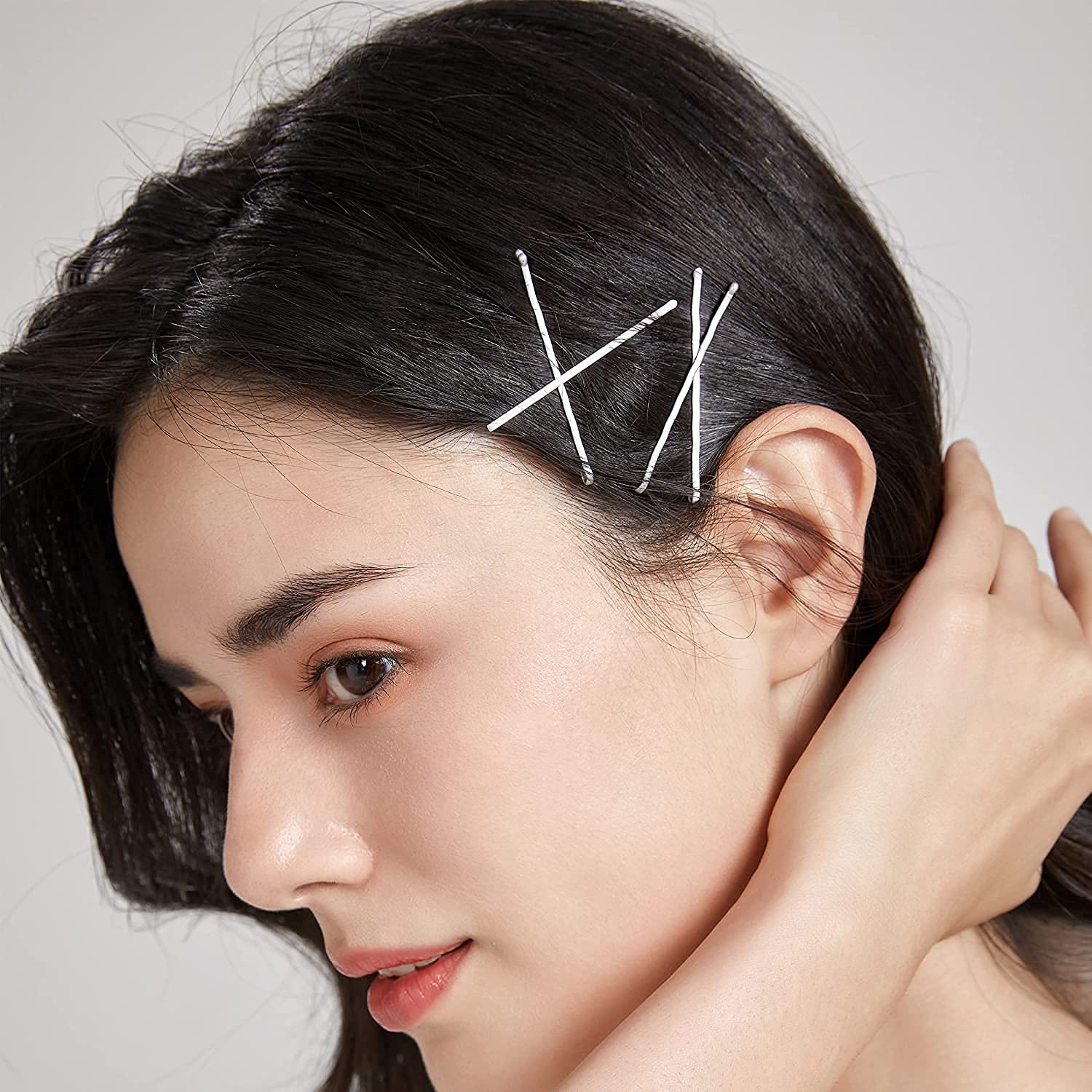 Dofash 5Waves Bobby Pins - 60 Count White & Gray Hairpins for Women (5CM/2IN) | Decorative Hair Accessories for Wedding, Party & Everyday Styling