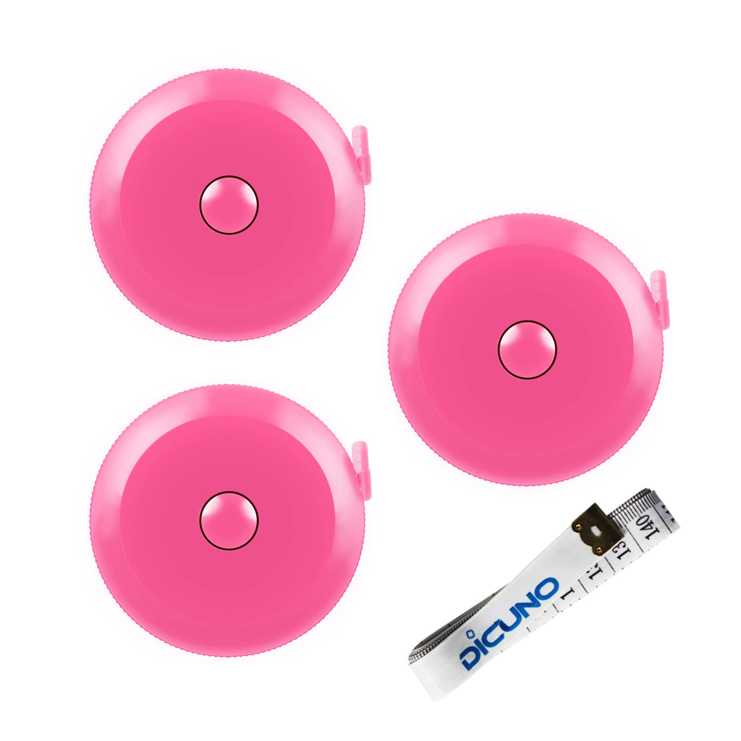 **DiCUNO 60-Inch Soft Retractable Measuring Tape (3-Pack, Pink) - Perfect for Tailoring, Sewing, Crafting & Body Measurements**