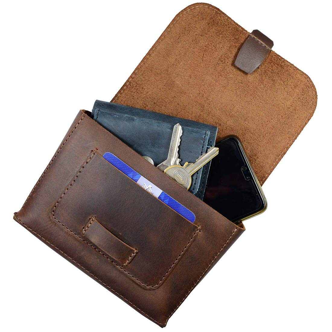 Genuine Leather Fanny Pack for Women & Men - Crossbody Waist Bag & Belt Bag - Stylish Brown Leather Pouch for Travel, Outdoor Adventures & Daily Use - Perfect as Bum Bag or Field Notes Cover