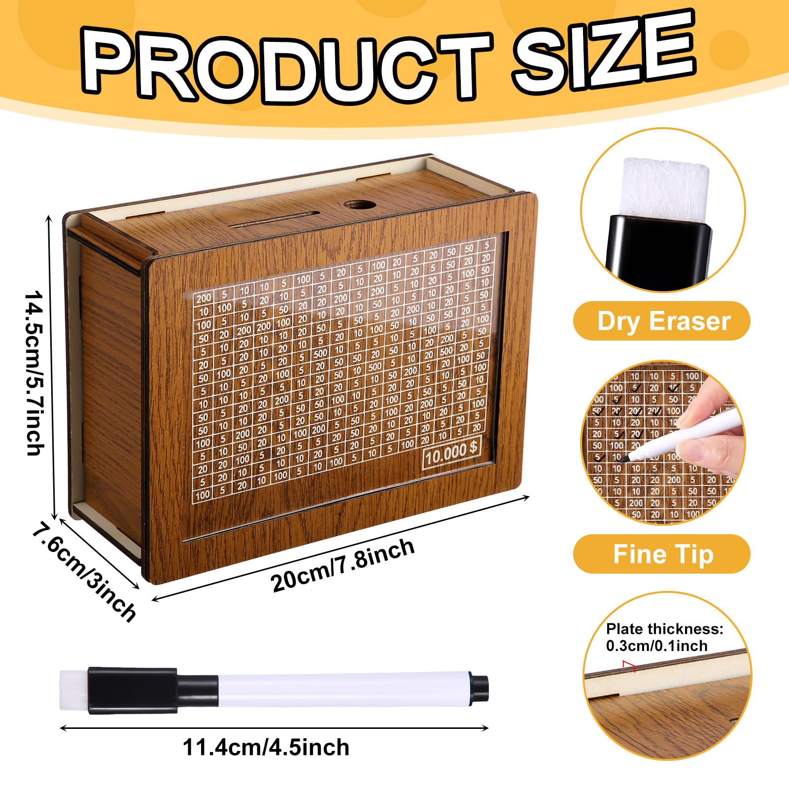 Wooden Cash Vault Savings Box with Digital Counter - Retro Money Saving Bank for Kids & Adults (10,000 Challenge, Light Brown) | Perfect for Piggy Bank Savings, Coin Collection & Financial Education at Home