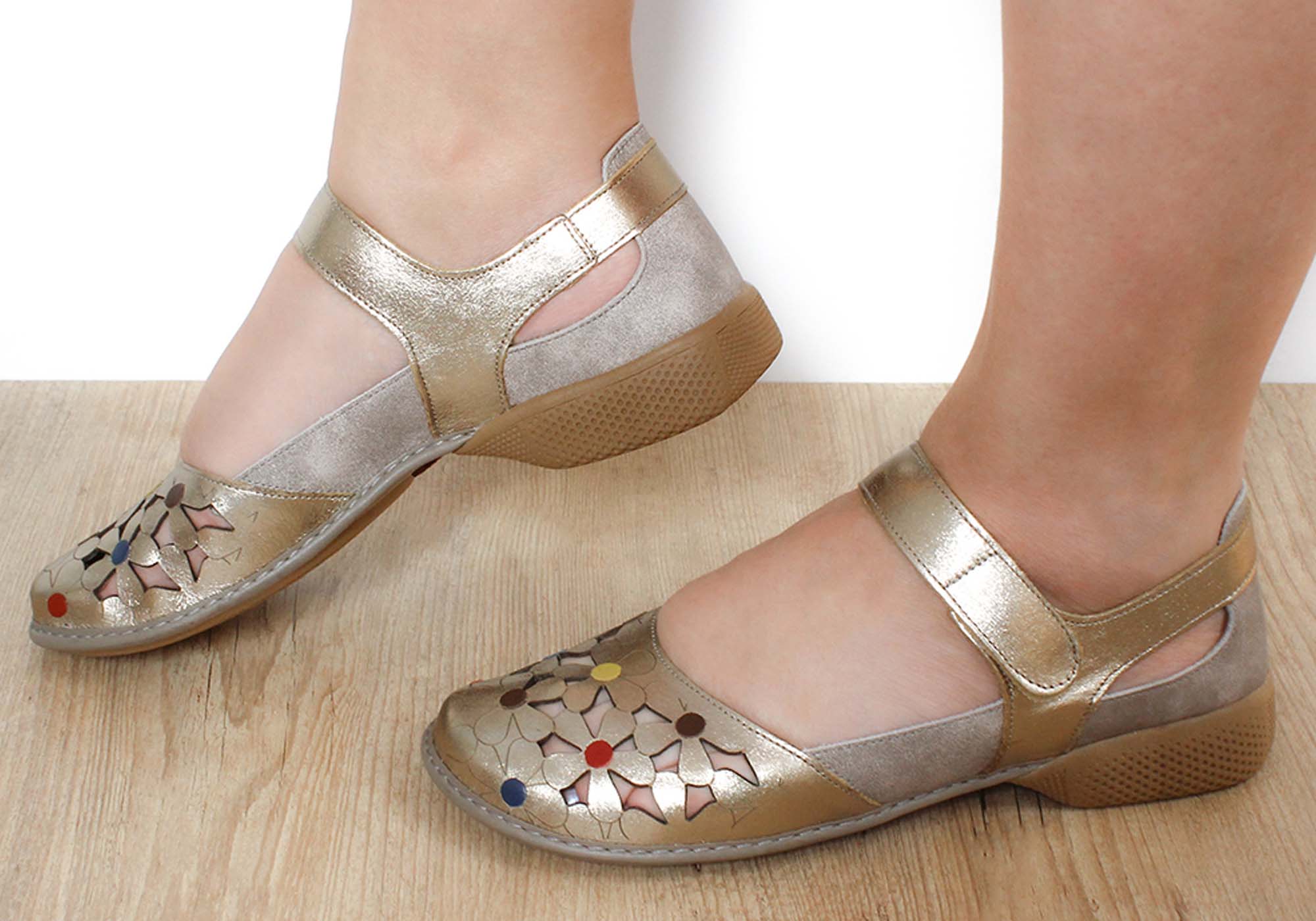 J Gean Tulip Women's Comfortable Brazilian Leather Mary Jane Shoes - Elegant & Supportive Flats for Work, Wedding & Everyday Wear