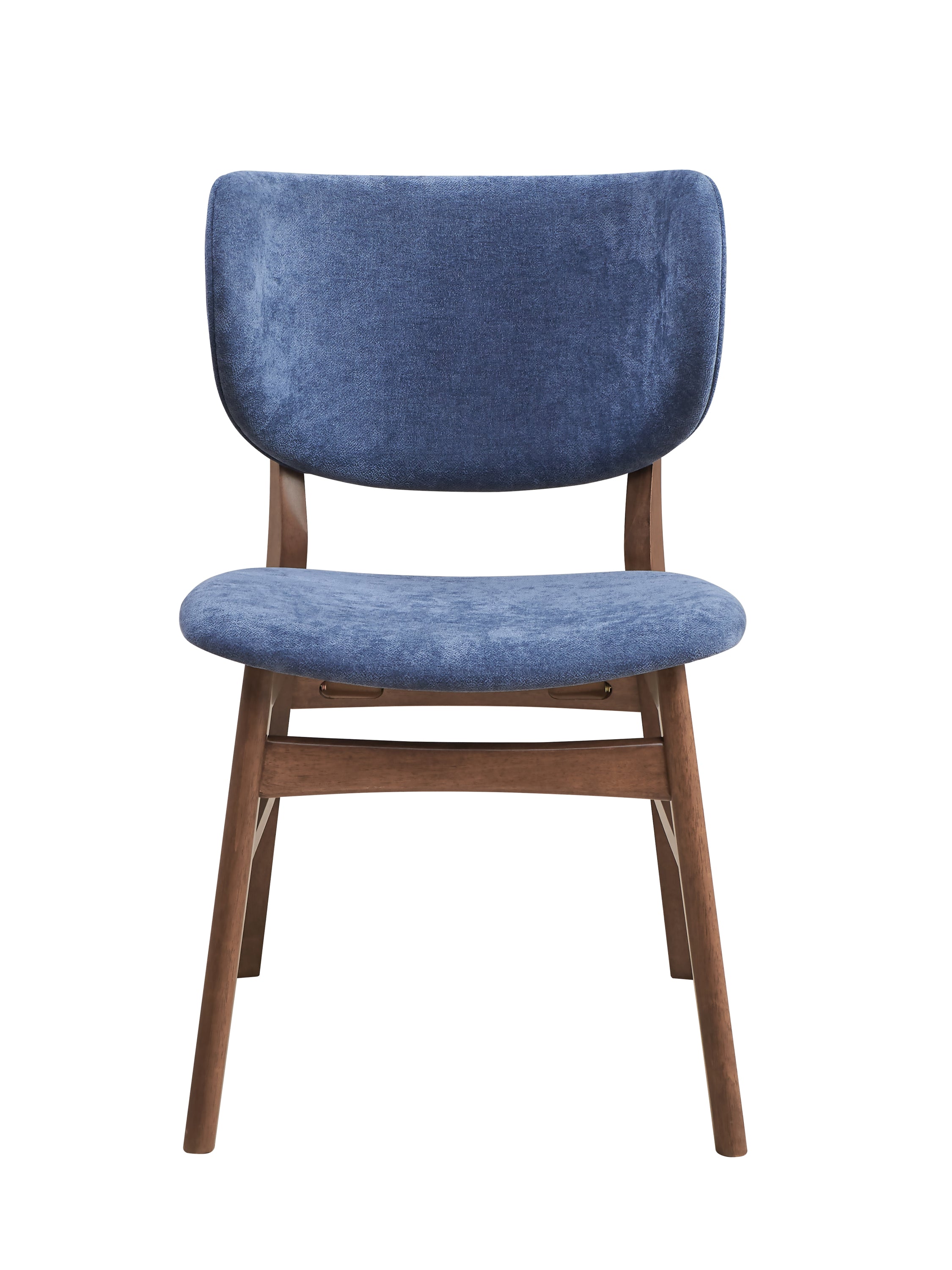 Blue and Walnut Padded Side Chairs (Set of 2) - Comfortable Dining Chairs for Kitchen, Living Room, or Office - Modern Upholstered Accent Chairs with Wooden Legs