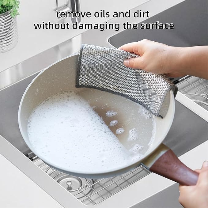 Kruvad 12-Pack Multipurpose Wire Dishwashing Rags - Wet & Dry Scrubber Cleaning Cloths for Kitchen Counters, Stove, Non-Scratch Dishwashing - Perfect for Cleaning Tight Gaps & Hard-to-Reach Areas