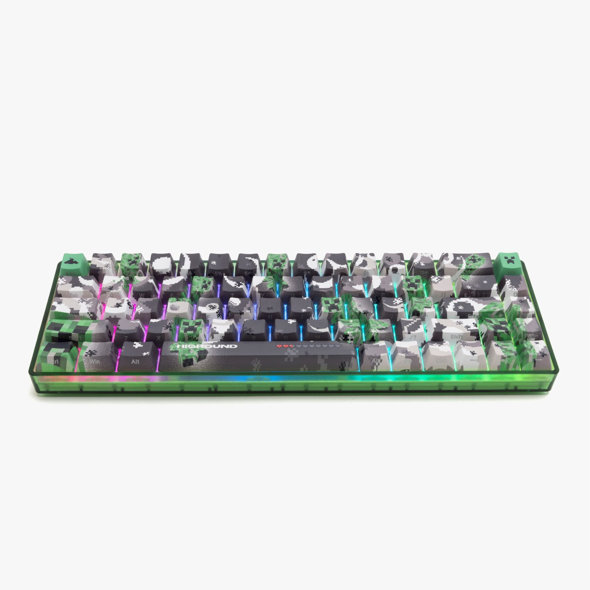 HG x Minecraft Basecamp 65 Mechanical Gaming Keyboard - Creeper Themed RGB Backlit, Customizable Keys for PC Gamers - Perfect for Minecraft Gaming & Streaming Setup