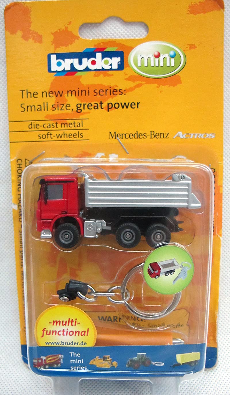 Bruder 00600 MB Actros 1/128 Scale Diecast Dump Truck Model with Keyring & Screwdriver - Collectible Toy for Kids & Adults, Perfect for Display, Play & Gifting