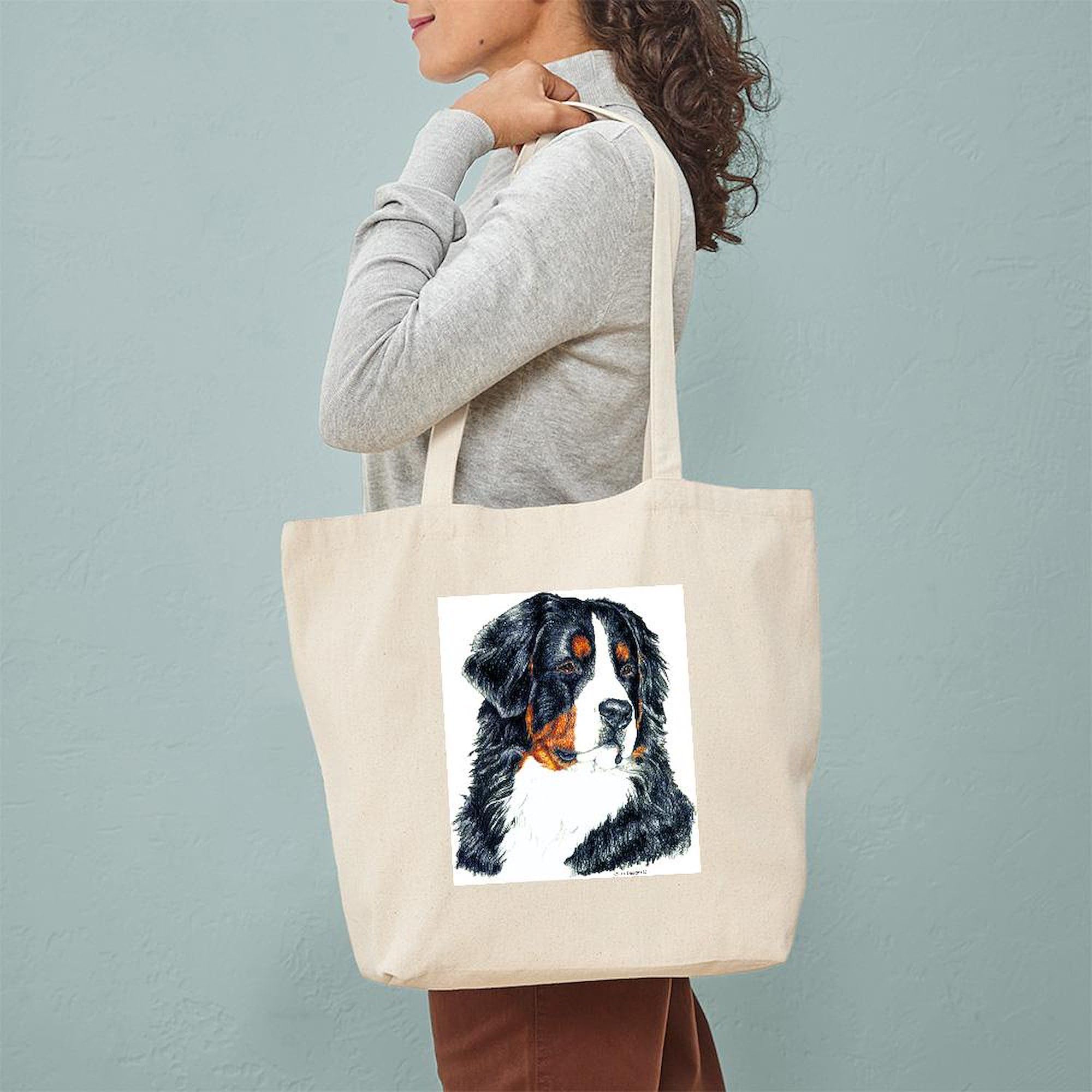 Bernese Mountain Dog Portrait Canvas Tote Bag - Eco-Friendly Reusable Shopping Bag for Groceries, Beach & Daily Use | CafePress