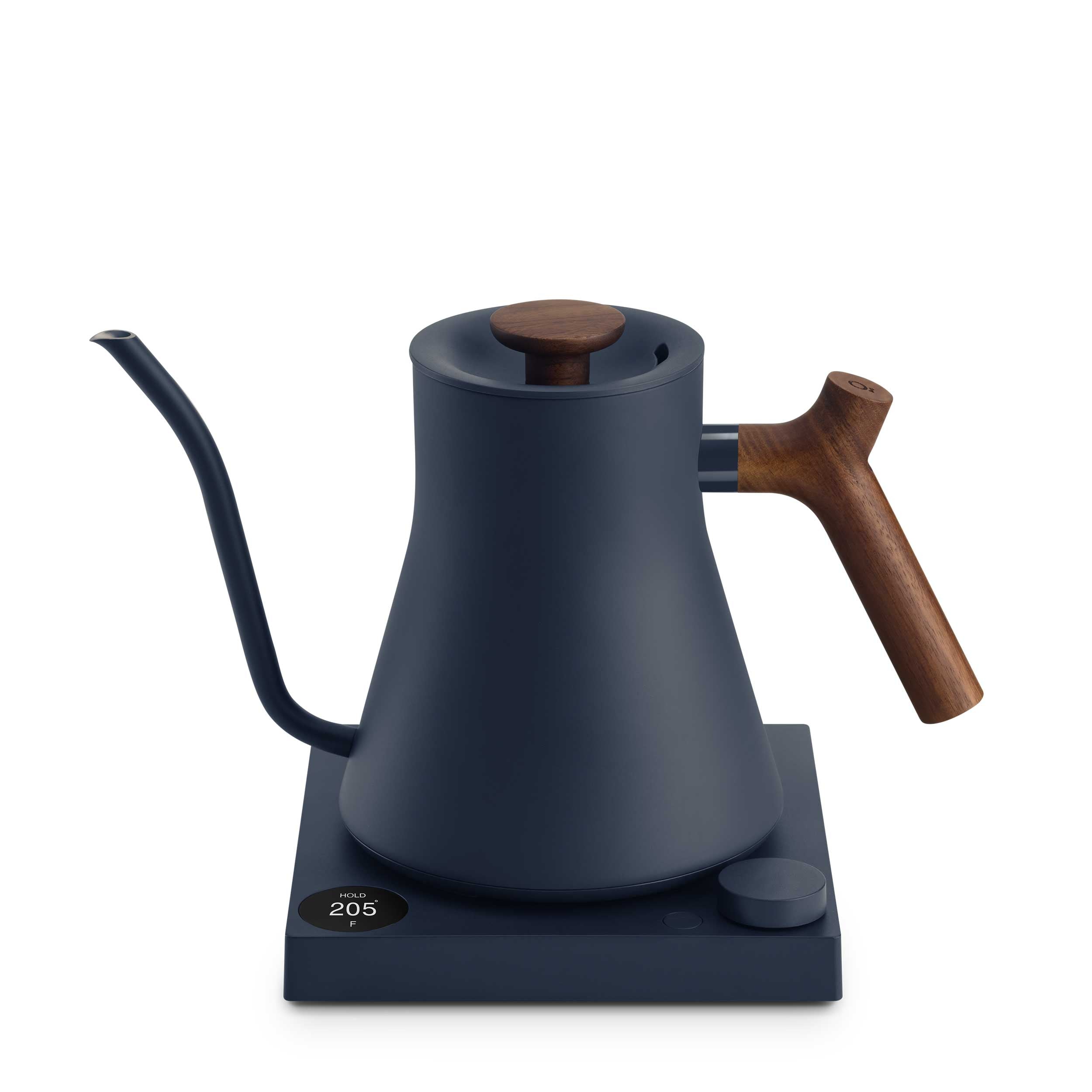 Fellow Stagg EKG Pro Electric Gooseneck Kettle - Precision Pouring, Fast Heating, Stone Blue with Walnut Handle - Perfect for Coffee, Tea & Pour Over Brewing at Home