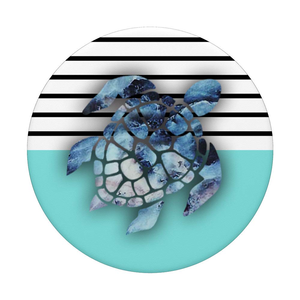 Purple Blue Marbled Sea Turtle Grip - Mint Teal Stripes Design for Stylish Home Decor & Office Accessories