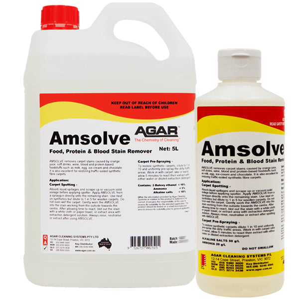Agar Amsolve Food, Protein & Blood Stain Remover - Powerful Enzyme Cleaner for Laundry, Kitchen & Medical Stains | Ideal for Clothes, Carpets & Healthcare Use