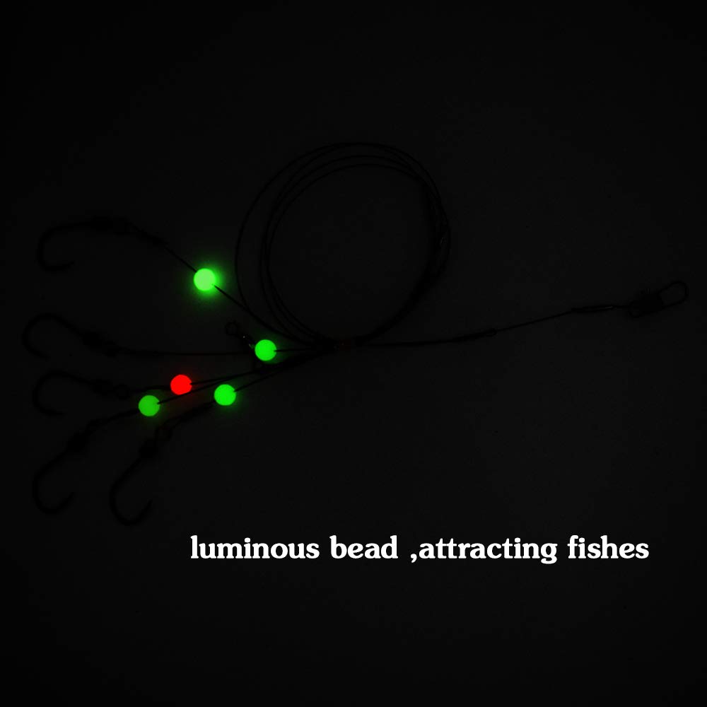 5-Pack Fishing Hook Rig with 7-Strand Nylon Coated Leader - Includes Swivel, Snap & Hooks for Saltwater & Freshwater Fishing | Perfect for Bass, Trout & Catfish Angling