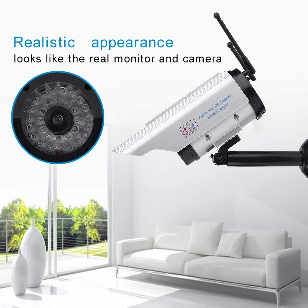Solar Powered Fake Security Camera - Dummy Surveillance Camera with Adjustable Design for Indoor & Outdoor Use - Ideal for Home, Office, and Business Security Deterrent