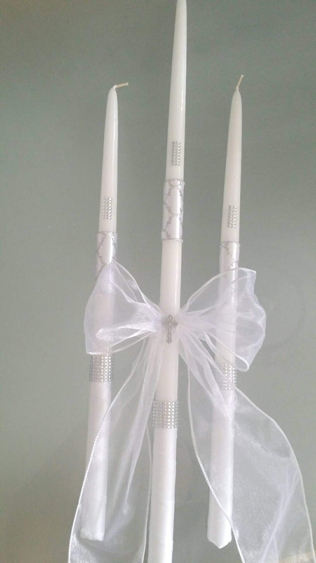Greek Orthodox Baptism Complete Set - Personalized Embroidered Baptism Towel, Candles, Oil Sheet & Soap Bottle | Christening Gift for Babies & Religious Ceremonies