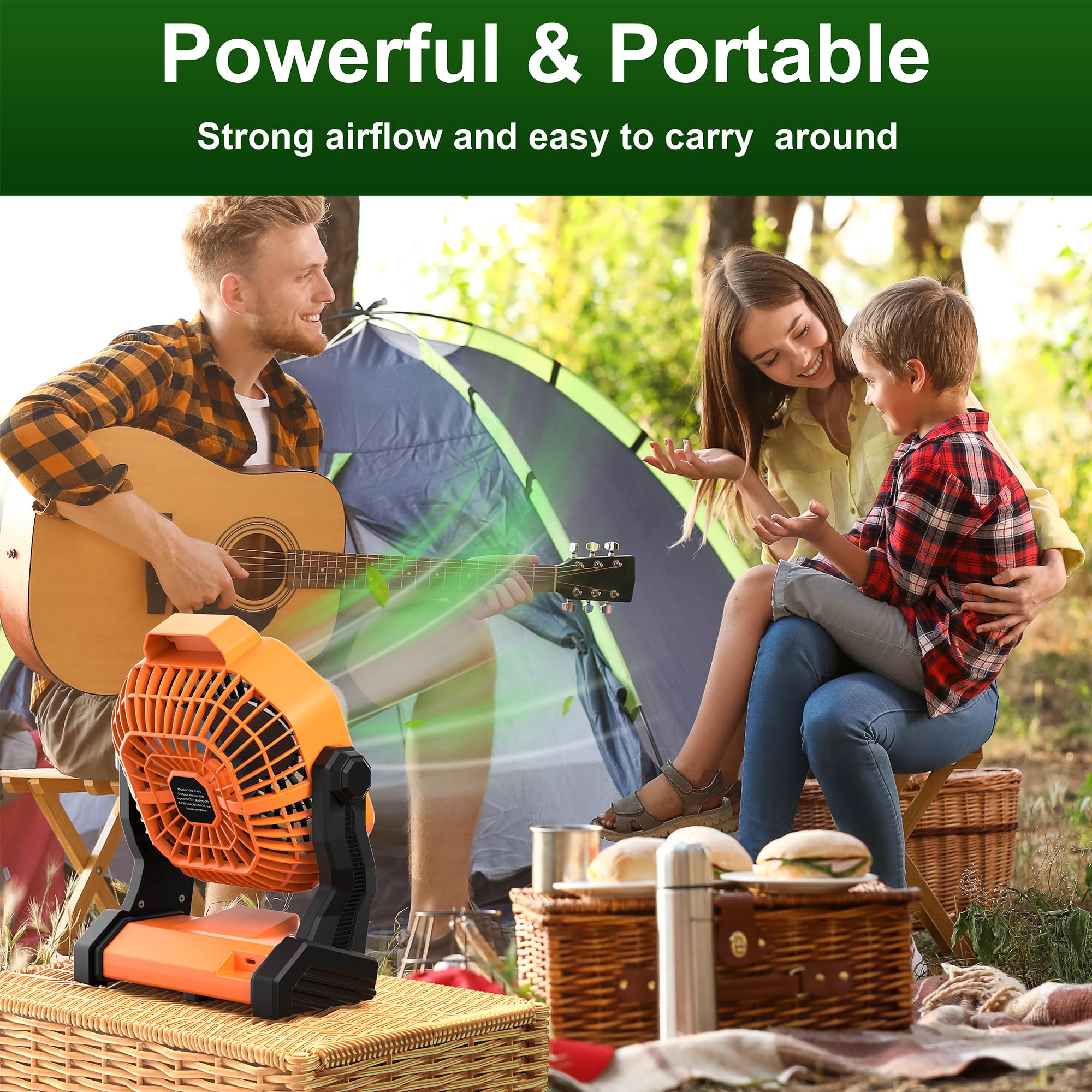 Rechargeable Camping Fan with LED Lantern - 10400mAh Battery Powered Portable Tent Fan for Outdoor Travel, Home, Office & Desk Use - Essential Personal Cooling Fan for Camping, Hiking & Emergency Situations