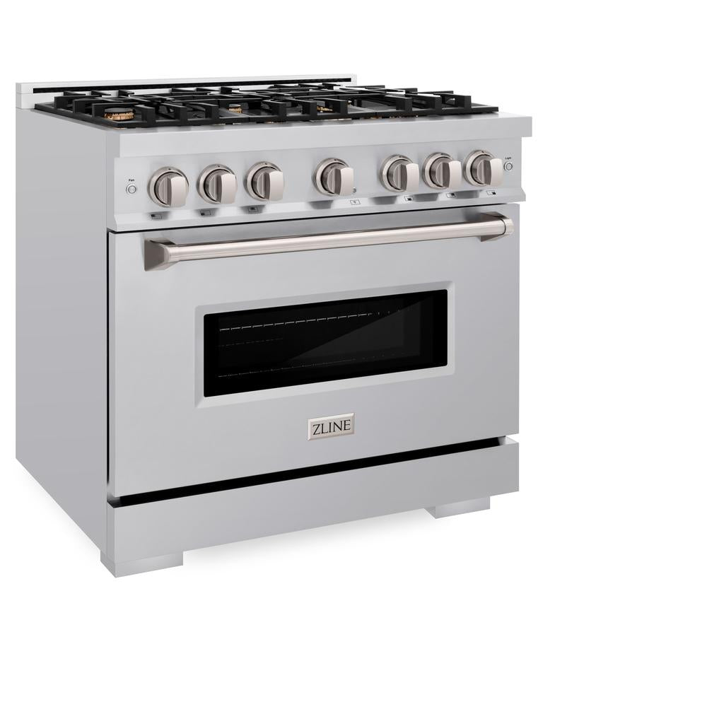 ZLINE 36 Inch 5.2 Cu. Ft. Stainless Steel Gas Range with Convection Oven & 6 Brass Burners - Professional Kitchen Appliance for Home Chefs & Cooking Enthusiasts | Perfect for Baking, Roasting & Family Meals (Model CGR BR 36)