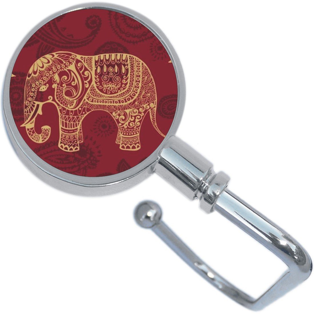 NewCharms Red & Gold Elephant Purse Hanger - Stylish Handbag Hook for Women's Purses, Bags & Accessories | Perfect for Restaurants, Shopping & Travel