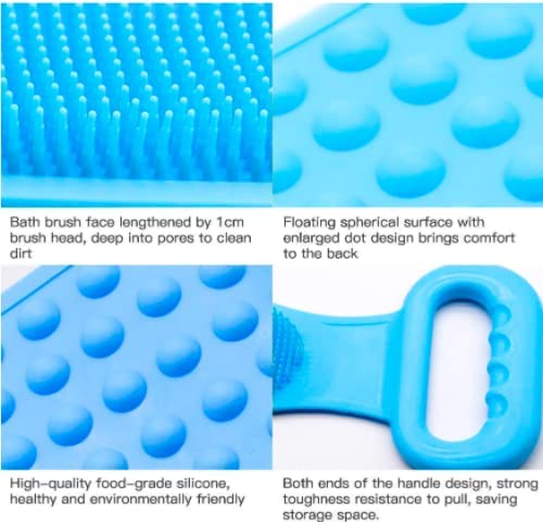 Premium Exfoliating Bath Brush with Long Handle - Dead Skin Removal Scrubber for Men, Women & Kids - Body Wash Brush & Back Scrubber (Blue) - Ideal for Shower, Spa & Daily Skin Care Routine
