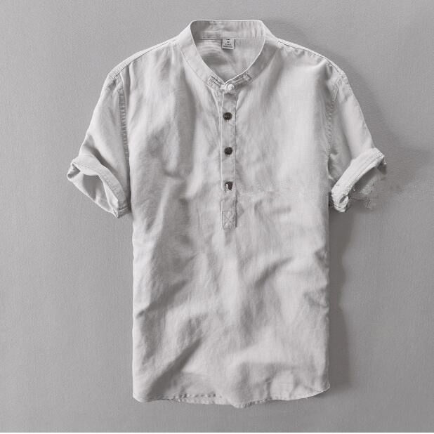 Antonio's Premium Linen Cotton Blend Short Sleeve Shirt for Men - Breathable & Comfortable Casual Wear for Summer, Travel, and Outdoor Activities