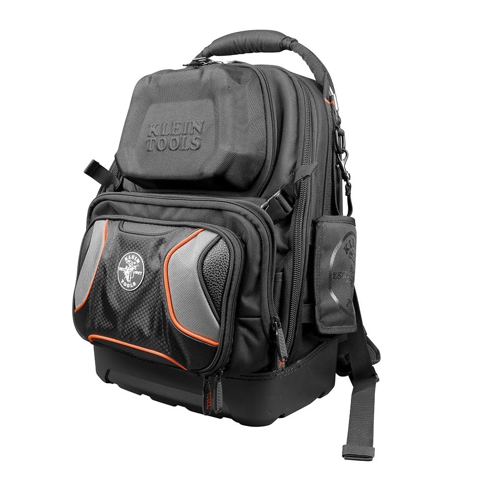 Klein Tools 55485 Professional Electrician Tool Backpack - Heavy Duty 48-Pocket Organizer with Waterproof Bottom & Removable Tool Carrier - Perfect for Construction, HVAC Work & Home DIY Projects