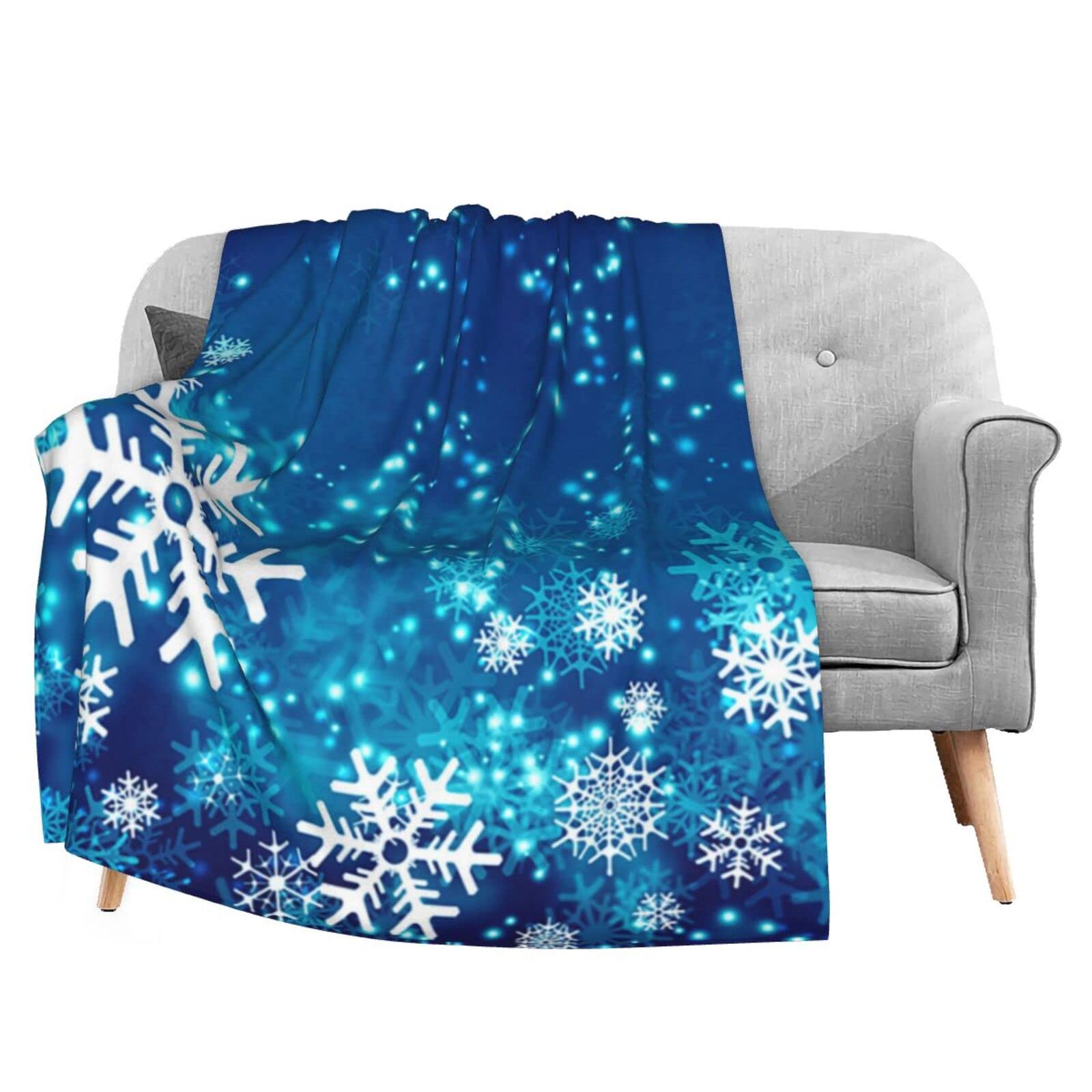 Soft Flannel Fleece Throw Blanket 40x50 Inch - Lightweight Winter Snowflake Design for Couch, Bed, Sofa - Perfect for Travel, Camping, Kids & Adults - Cozy Christmas & Seasonal Home Decor
