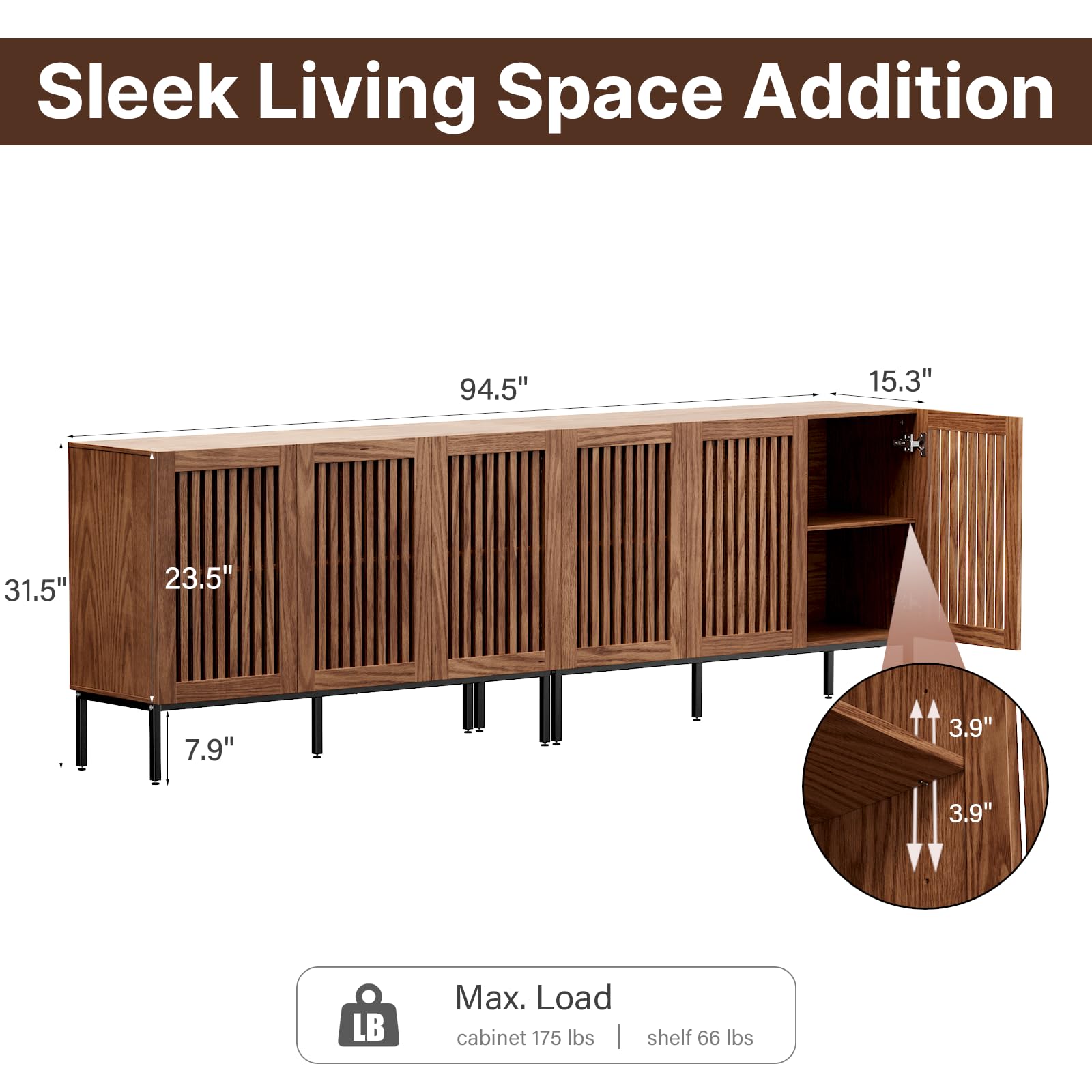 2 or 3 Door Accent Storage Cabinet with Adjustable Shelves - Freestanding Modern Buffet Sideboard for Living Room, Dining Room, Kitchen & Hallway - Perfect for Home Organization & Stylish Storage Solutions