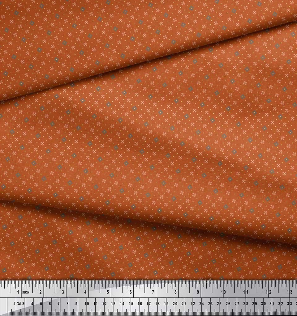 Soimoi Moss Georgette Brown Fabric by The Yard - 42 Inch Wide Dot & Heart Print Fabric for Dresses, Blouses, and DIY Craft Projects - Playful Love Design Printed Material