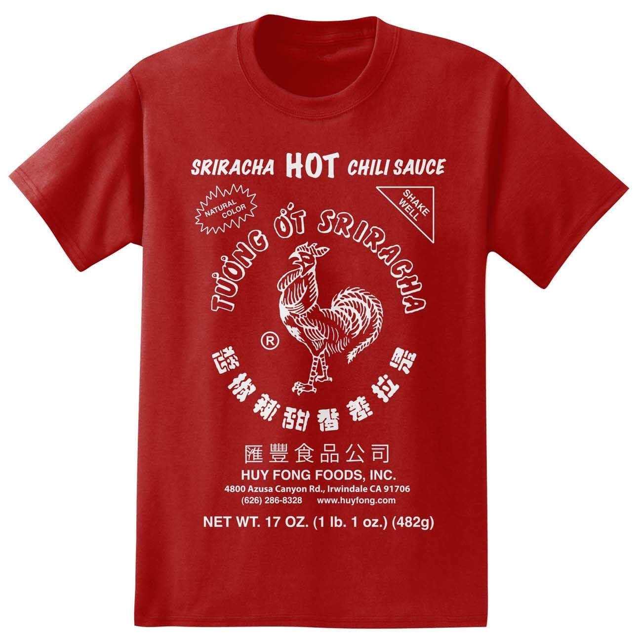 Sriracha Hot Chili Sauce Irwindale Red Graphic T-Shirt for Men - Spicy Food Lover Tee - Perfect for Casual Wear, Gifts & Hot Sauce Enthusiasts