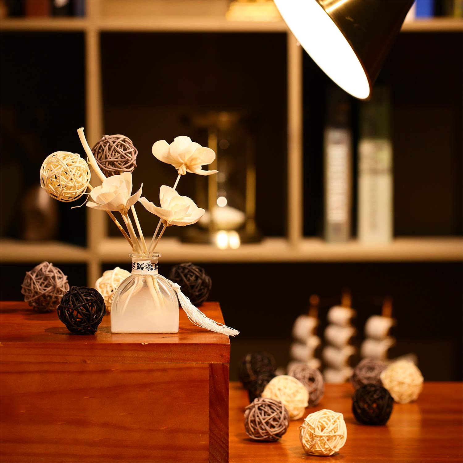 15PCS Mixed White Black Purple Wicker Rattan Balls - Decorative Vase Fillers for Halloween, Weddings & Parties - Elegant Table Decor for Home, Centerpieces & DIY Crafts