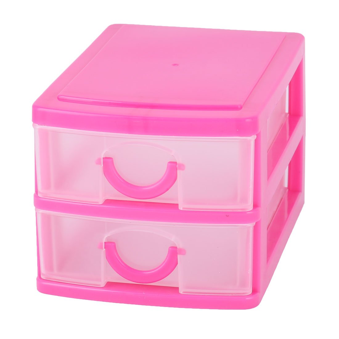 UXCELL 2-Layer Plastic Dresser Organizer - Makeup & Jewelry Storage Box, Fuchsia - Perfect for Bedroom, Bathroom & Vanity Organization