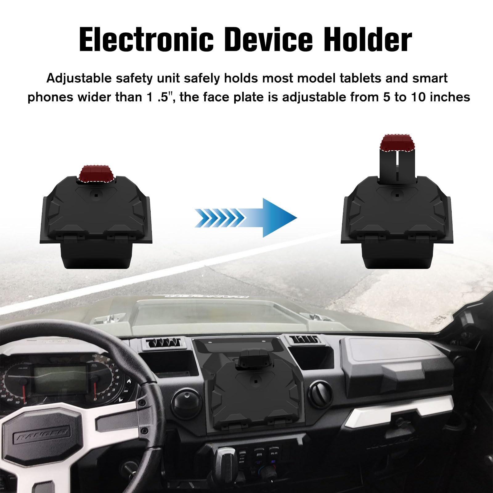 **LitMiRaCle Universal Tablet Phone Holder with Storage Box Organizer Tray – Compatible with 2018-2023 Polaris Ranger XP 1000, GPS Mount, Car & Truck Accessories – Perfect for Off-Roading, Camping, and Work Sites**