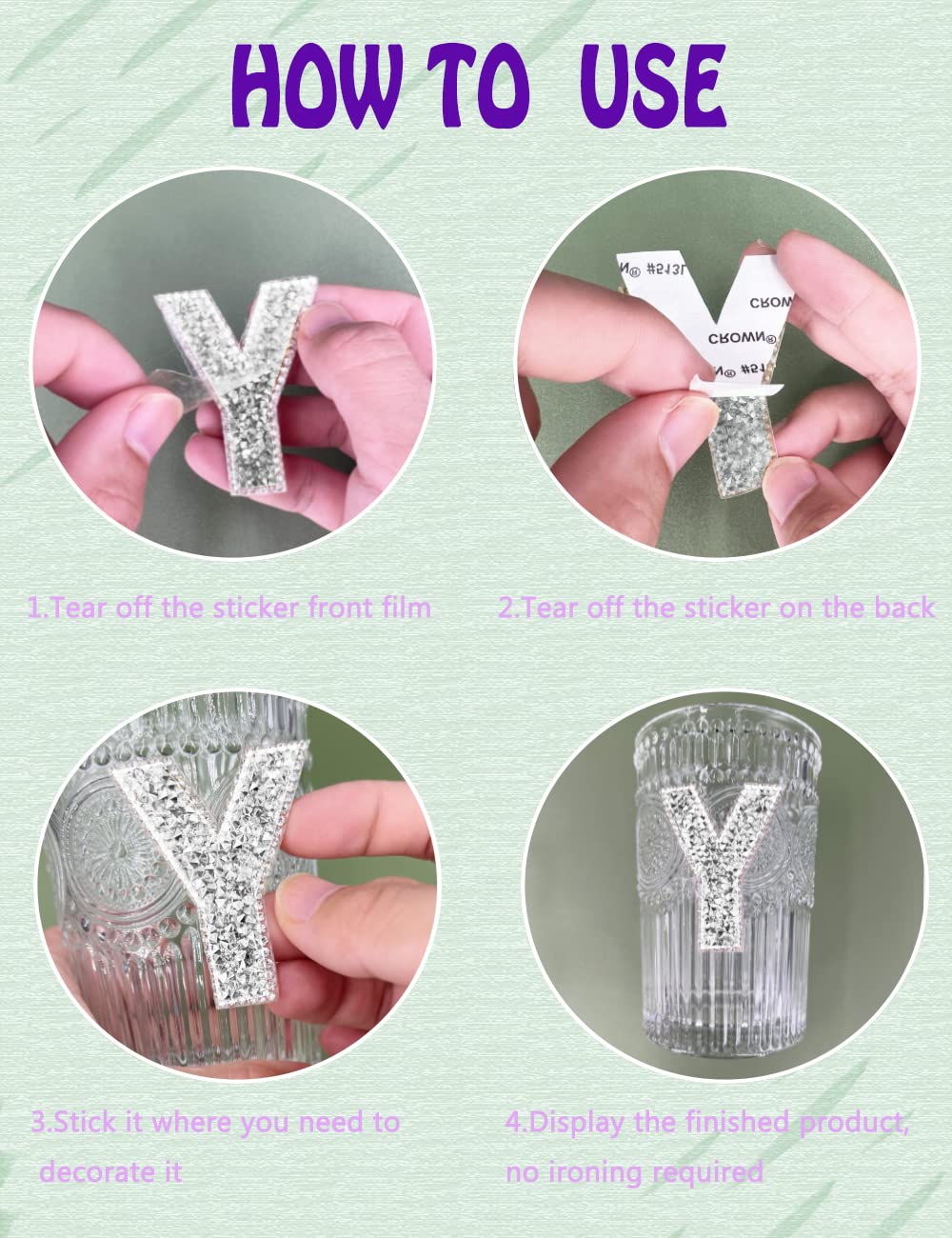 47 Pieces Rhinestone Letter Stickers Large, 26 Self Adhesive Alphabet Stickers, 10 Number Crystal Glitter Stickers, Heart Stickers for Clothing, Jeans, Caps, Shoes, Bags - DIY Decorations & Crafts (White) - Perfect for Personalizing Outfits, Accessories, and Home Decor