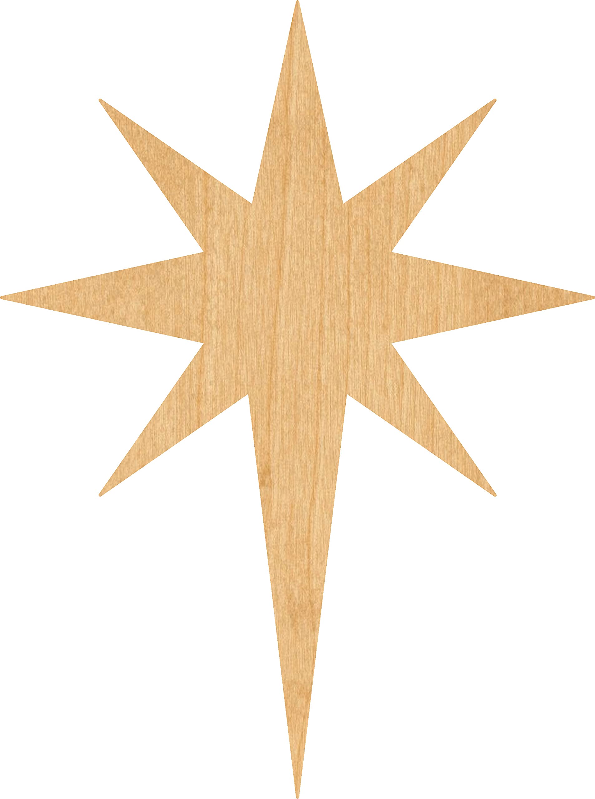 4 Inch Bethlehem Star Laser Cut Wood Shape - DIY Christmas Ornament, Holiday Decoration, Nativity Scene Craft Supply for Home Decor & Scrapbooking