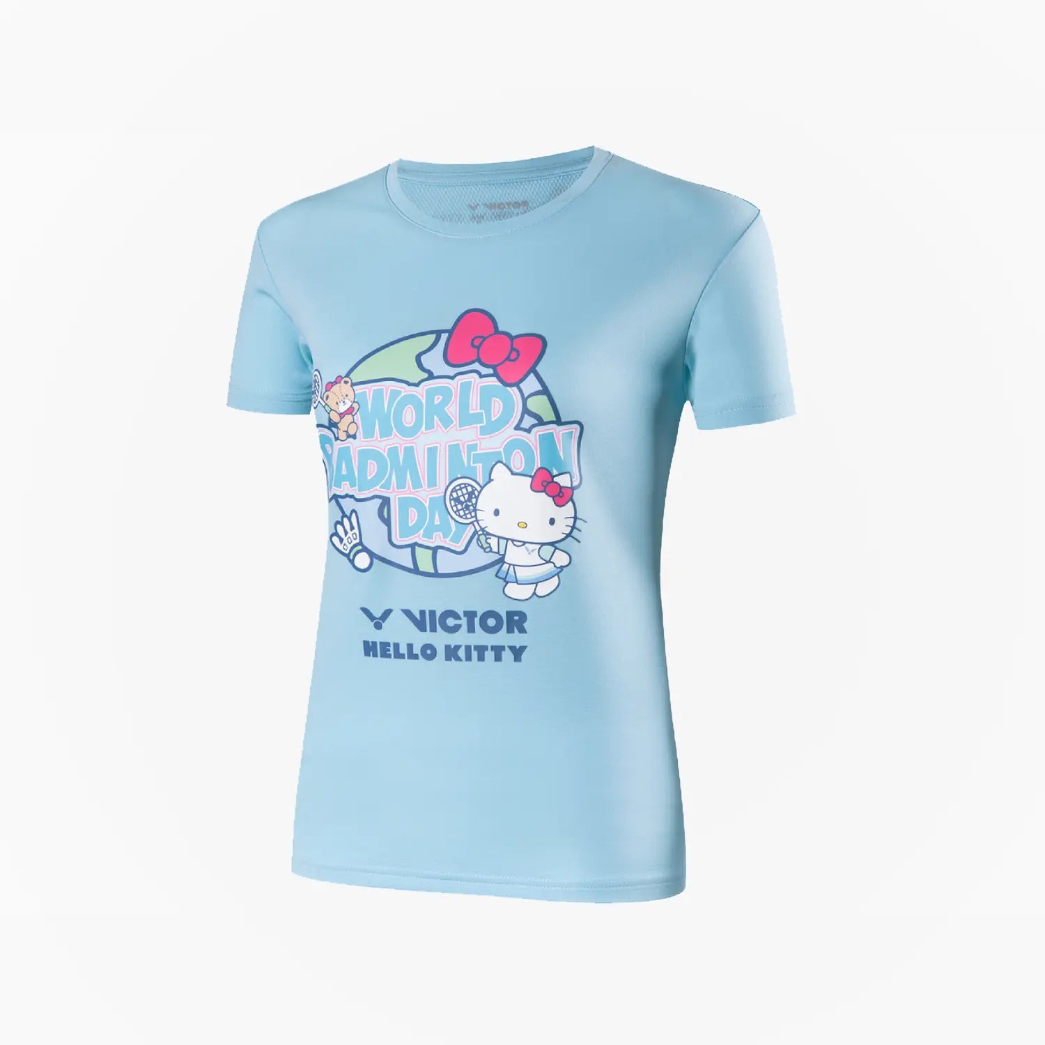 Victor x Hello Kitty World Badminton Day T-Shirt - Official Licensed Anime Graphic Tee for Women & Girls (KT301M, Blue) - Perfect for Casual Wear, Sports Events & Anime Fan Gifts