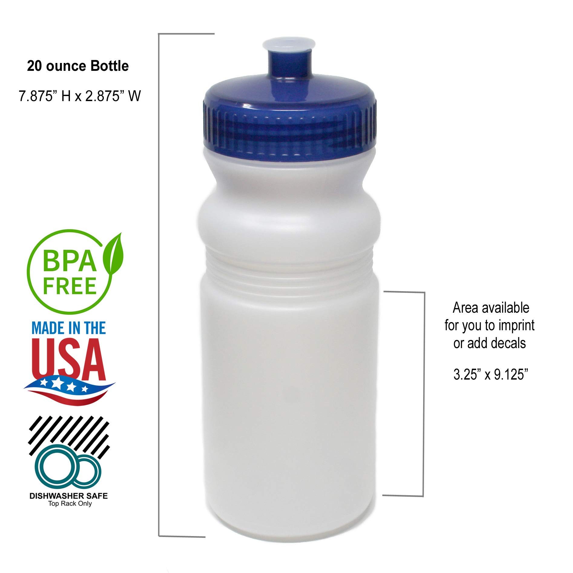 Rolling Sands 20oz BPA-Free Sports Water Bottles 24 Pack - Clear Frost & Variety Colors | Dishwasher Safe, Made in USA | Perfect for Gym, Hiking, School & Office Hydration