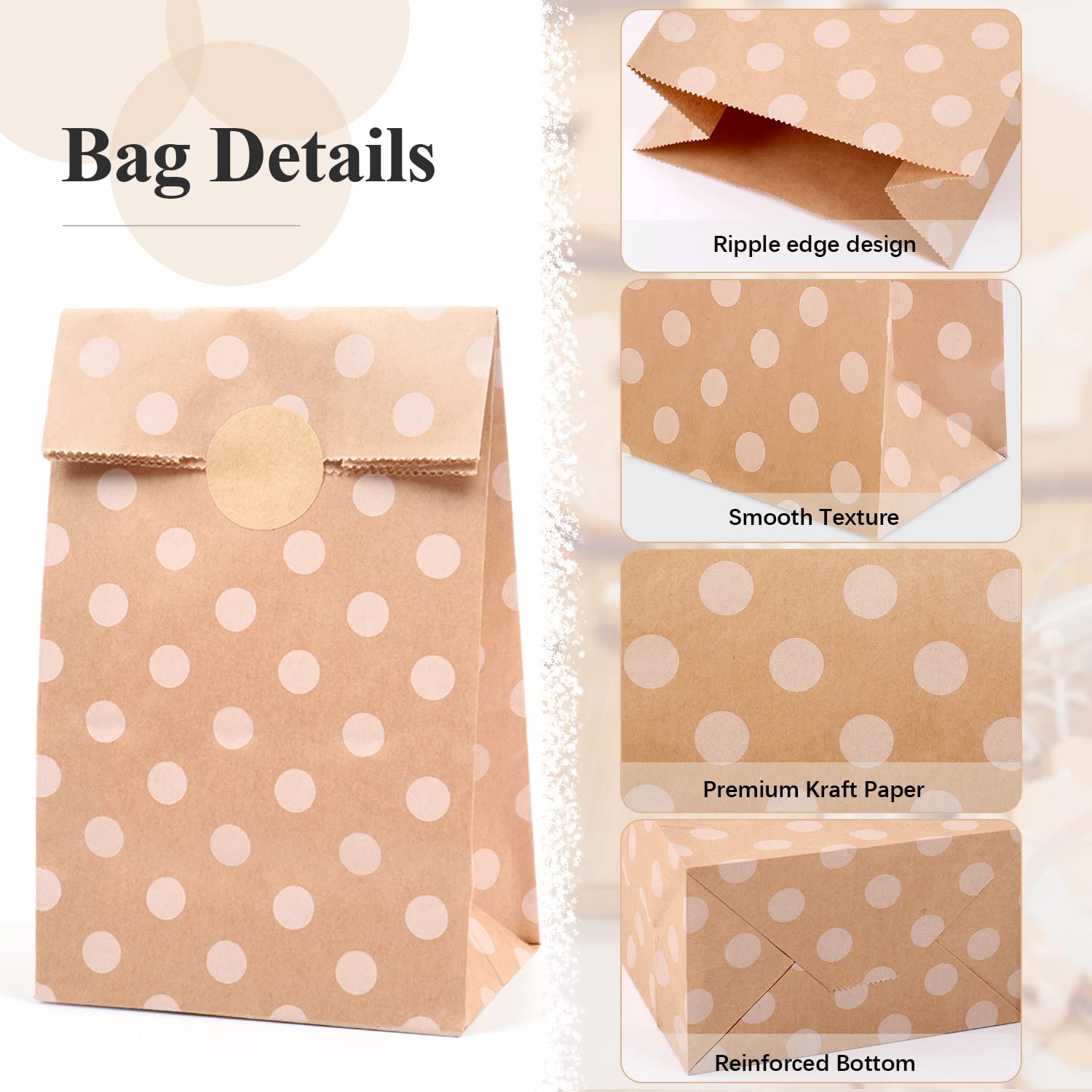 30-Pack Kraft Paper Treat Bags for Parties – 5.1x3.1x9.5 Inch Brown Snack Bags for Bakery, Candies, Desserts, Cookies – Bulk Eco-Friendly Favor Bags for Birthday, Wedding, Baby Shower & Graduation Events – Perfect for Candy Buffets, Gift Packaging and Party Decorations