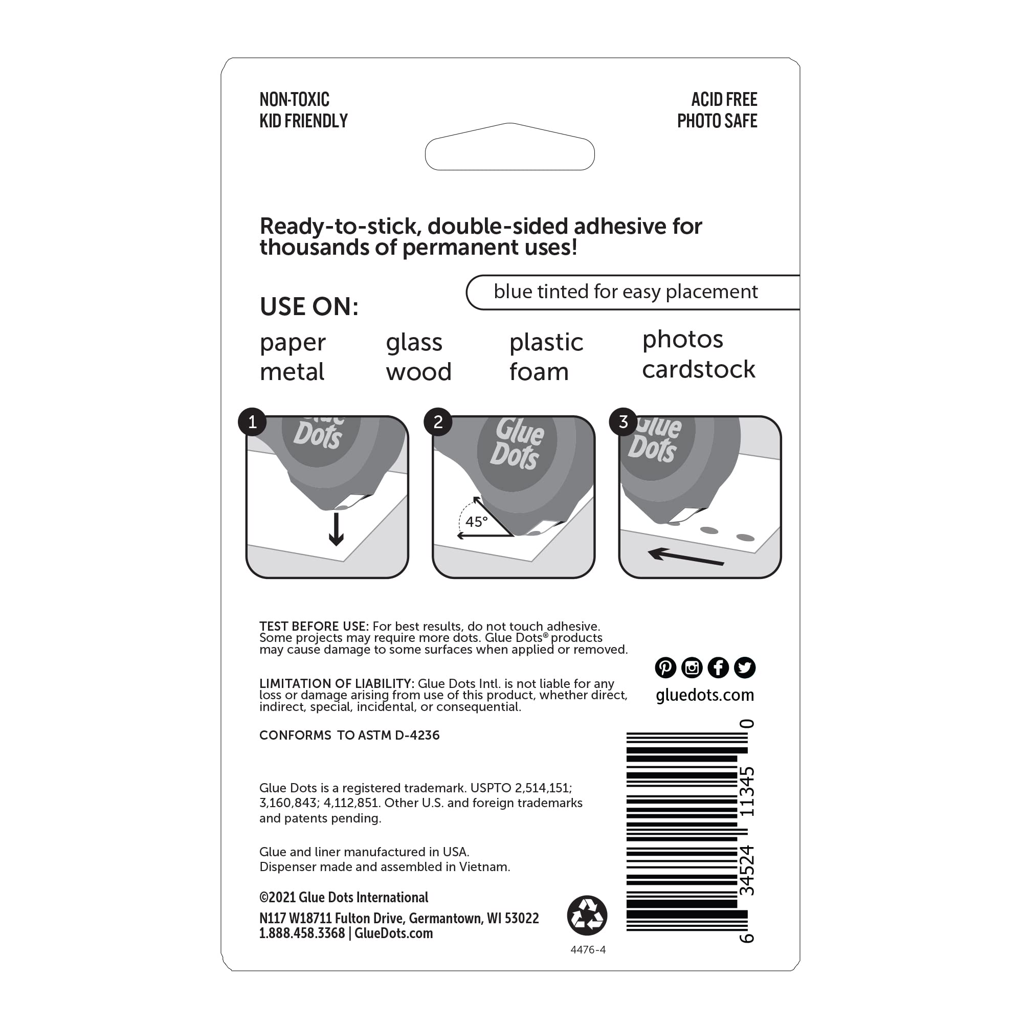 Permanent Glue Dots - Double-Sided Adhesive Dots 3/8