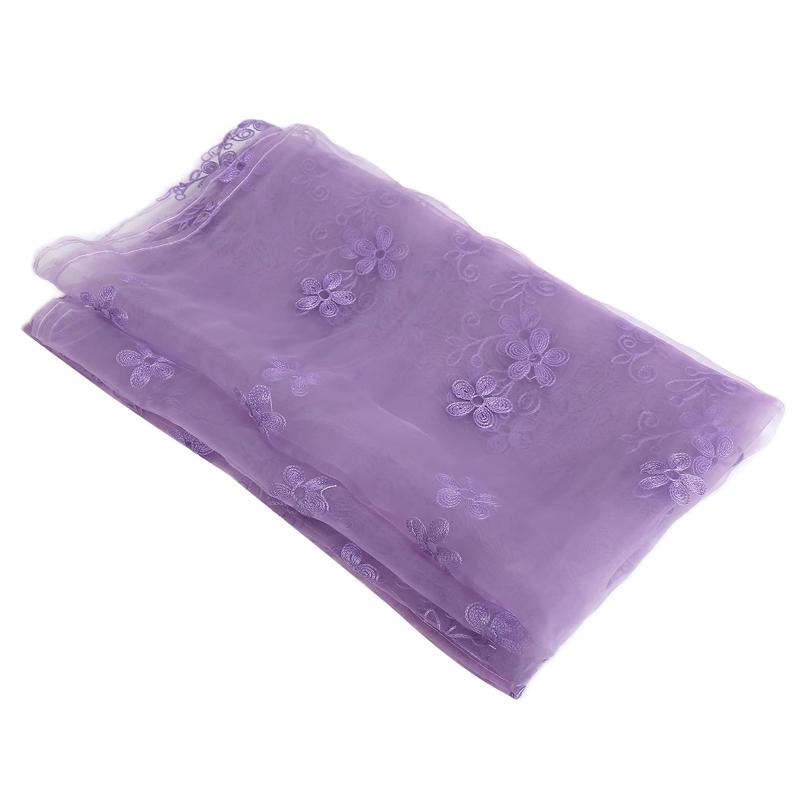 Floral Pattern Sheer Window Curtains 98x39 Inches Modern Light Filtering Drapes for Living Room Bedroom - Purple Home Decor (Use for Privacy, Sun Protection & Room Aesthetics)