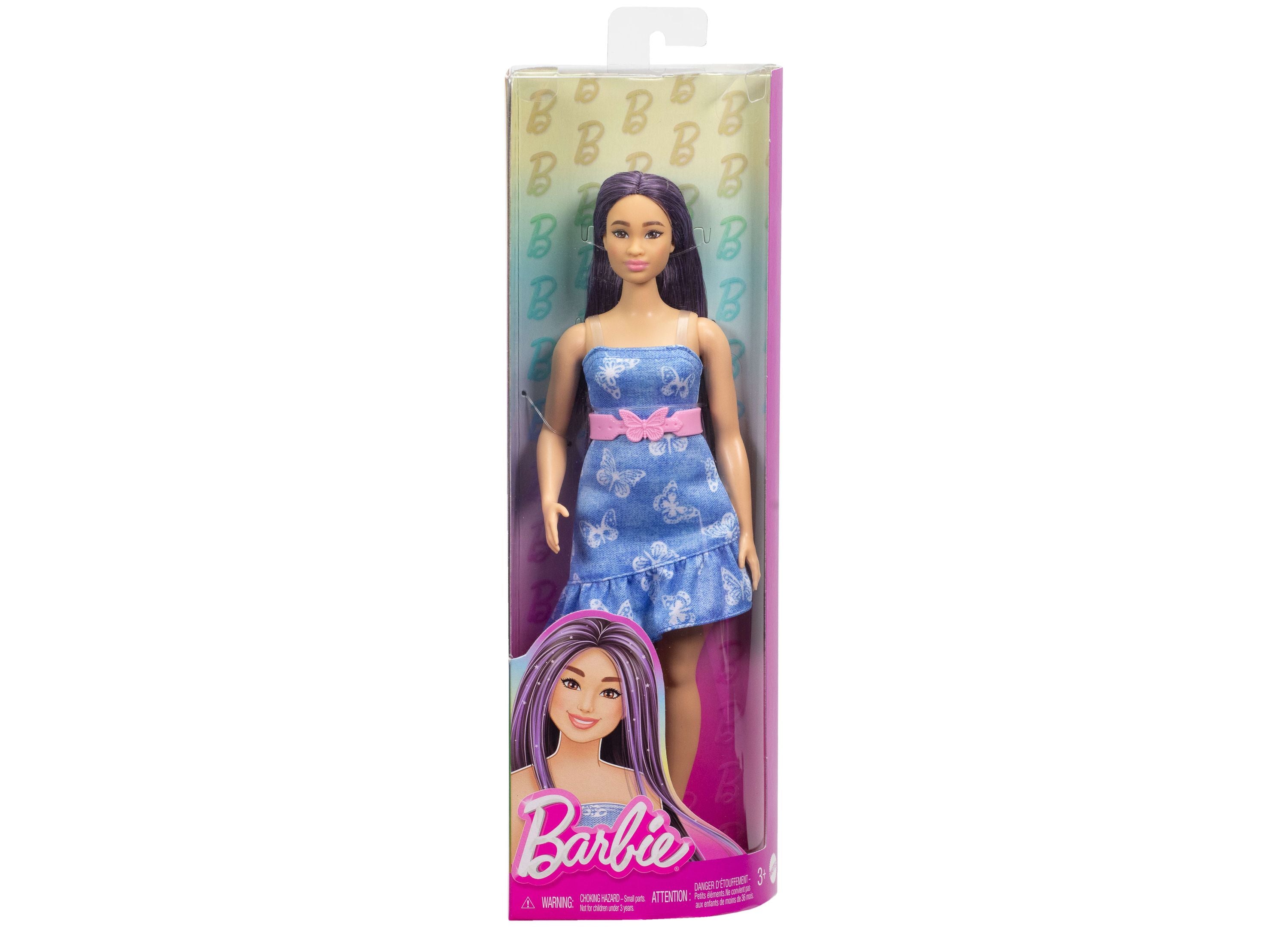 Barbie Fashionistas Doll #231 with Purple Hair & Denim Butterfly Dress - Perfect for Kids' Birthday Gifts & Collectible Display