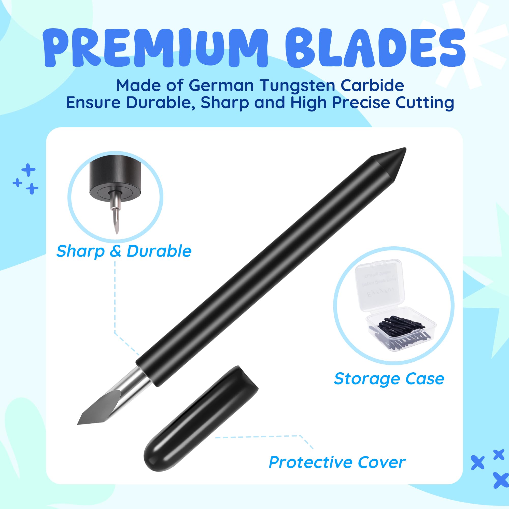 30Pcs Deep Cut Blades for Cricut Maker 3/Maker/Explore 3/Explore Air 2 - Premium Replacement Blades for Vinyl, Cardstock, Glitter Paper, Adhesive Foil - Perfect for DIY Crafts, Scrapbooking & Home Decor Projects (Black 30 Pack)