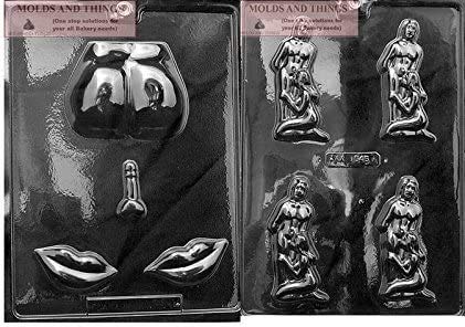 KISS MY #@*! & DEEP THROAT Adult Chocolate Candy Molds Set with Copyrighted Instructions - Perfect for Bachelorette Parties, Adult Gifts & Edible Pranks