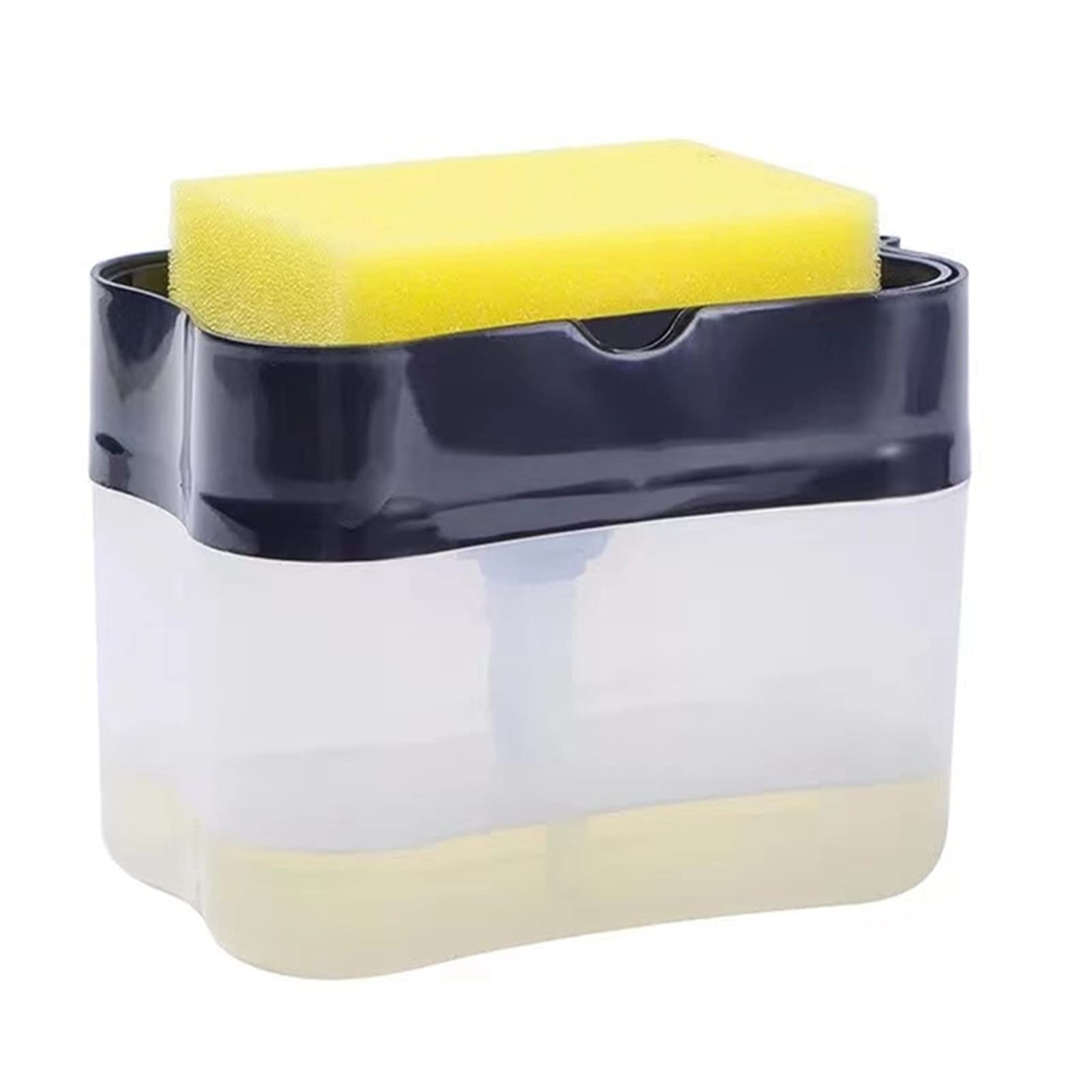 YYOUHE Manual Press Soap Dispenser Pump with Sponge - Black Kitchen Soap Organizer for Liquid Cleaning Solution | Perfect for Kitchen Sink, Bathroom Counter & Dishwashing Station