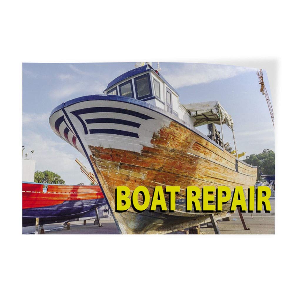Boat Repair #2 Indoor Store Sign Vinyl Decal Sticker 8 Inch - Waterproof Durable Wall Decoration for Marine Shops, Boat Dealers & Nautical Themed Spaces