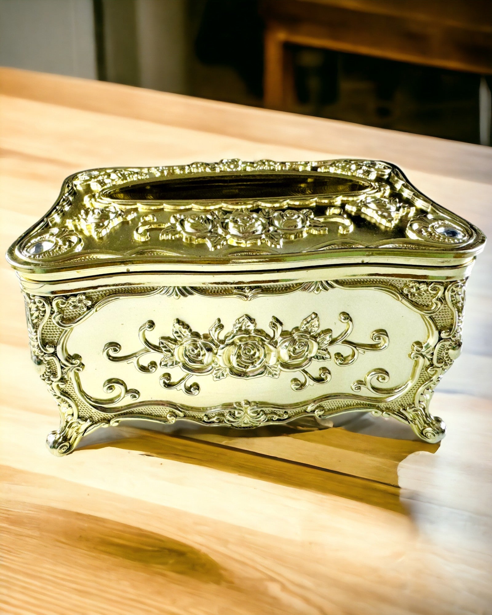 Elegant Floral Embossed Tissue Box Holder - Stylish Napkin Dispenser for Living Room, Bedroom & Bathroom Decor
