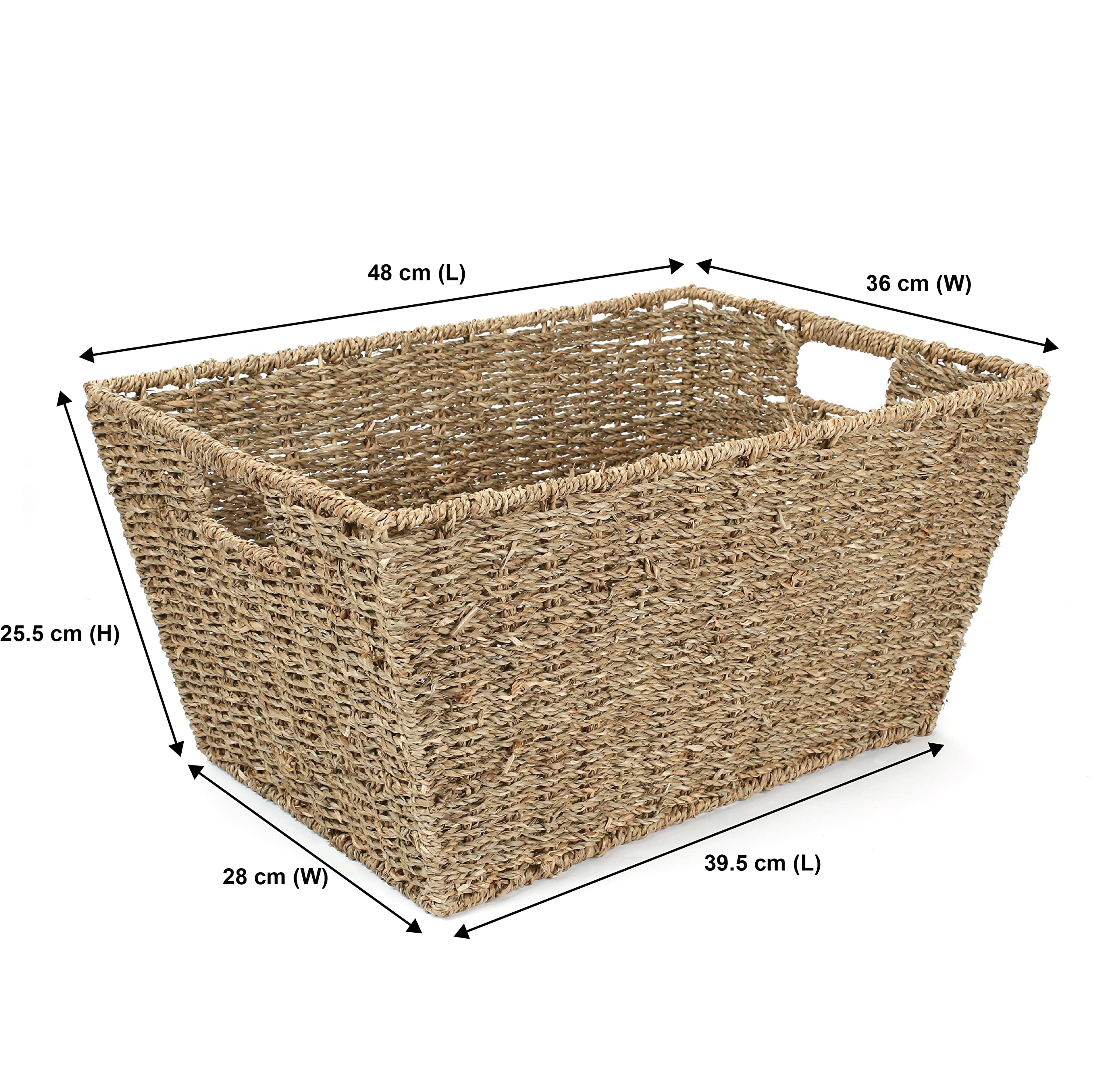 2 X Large Seagrass Storage Baskets - Natural Woven Hamper & Floor Basket for Home Organization by WoodLuv - Perfect for Laundry, Toys, Blankets & Bedroom Decor