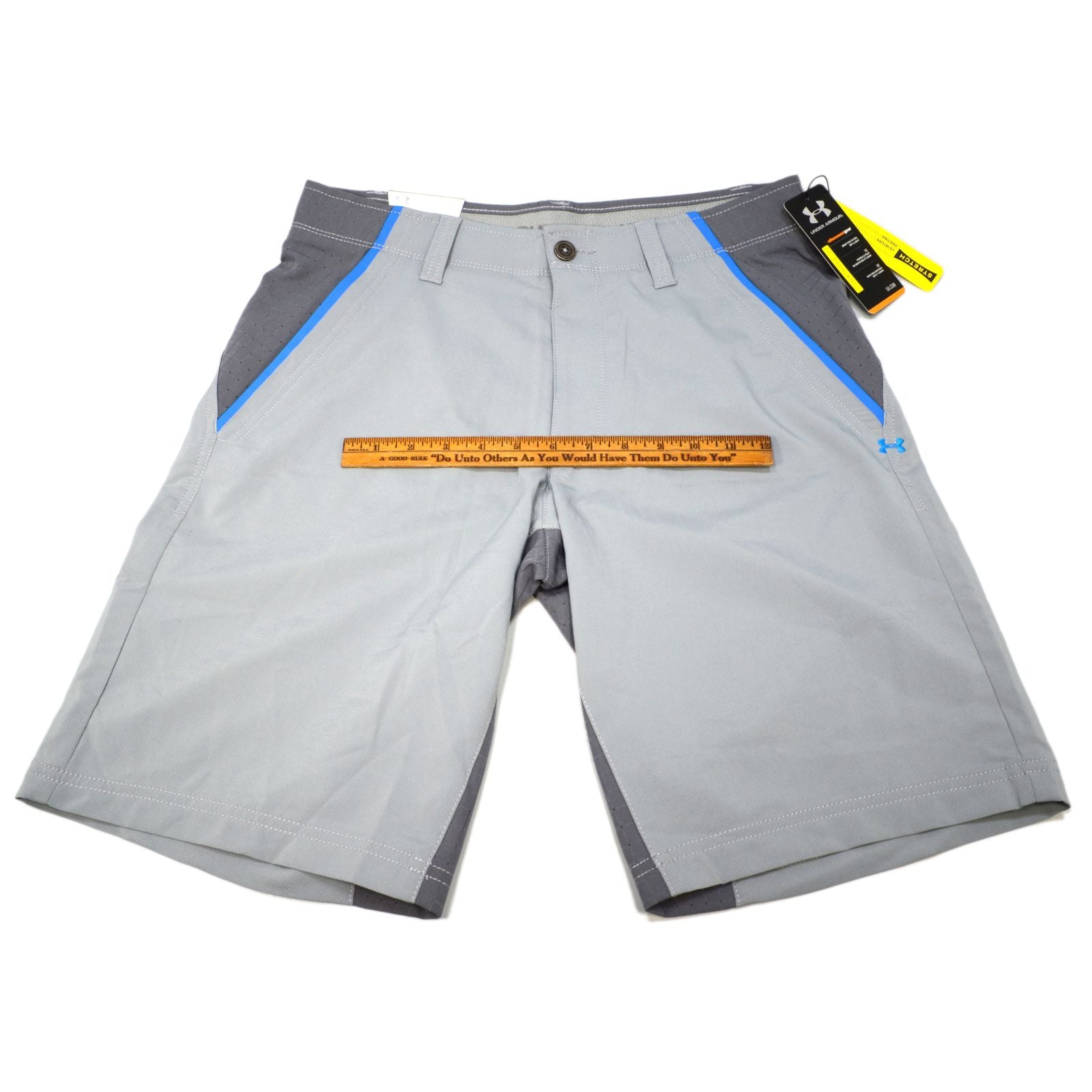 New Under Armour UA Golf Shorts for Men - Size 32 in Gray & Blue with Stretch Waist | Comfortable Athletic Shorts for Golfing, Running & Casual Wear