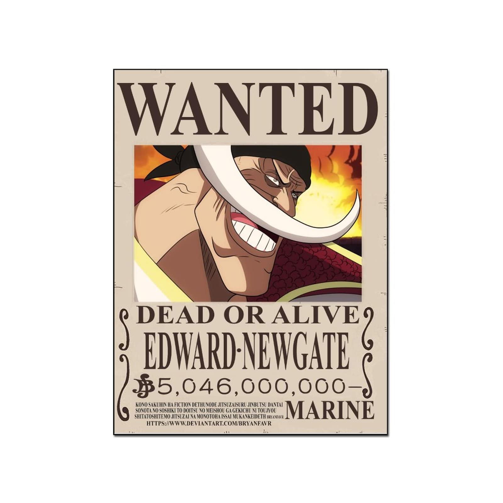 Edward Newgate Wanted Anime Poster Canvas Wall Art - High Quality Print Painting for Living Room & Bedroom Decor - Perfect for Anime Fans, Home & Office Decoration