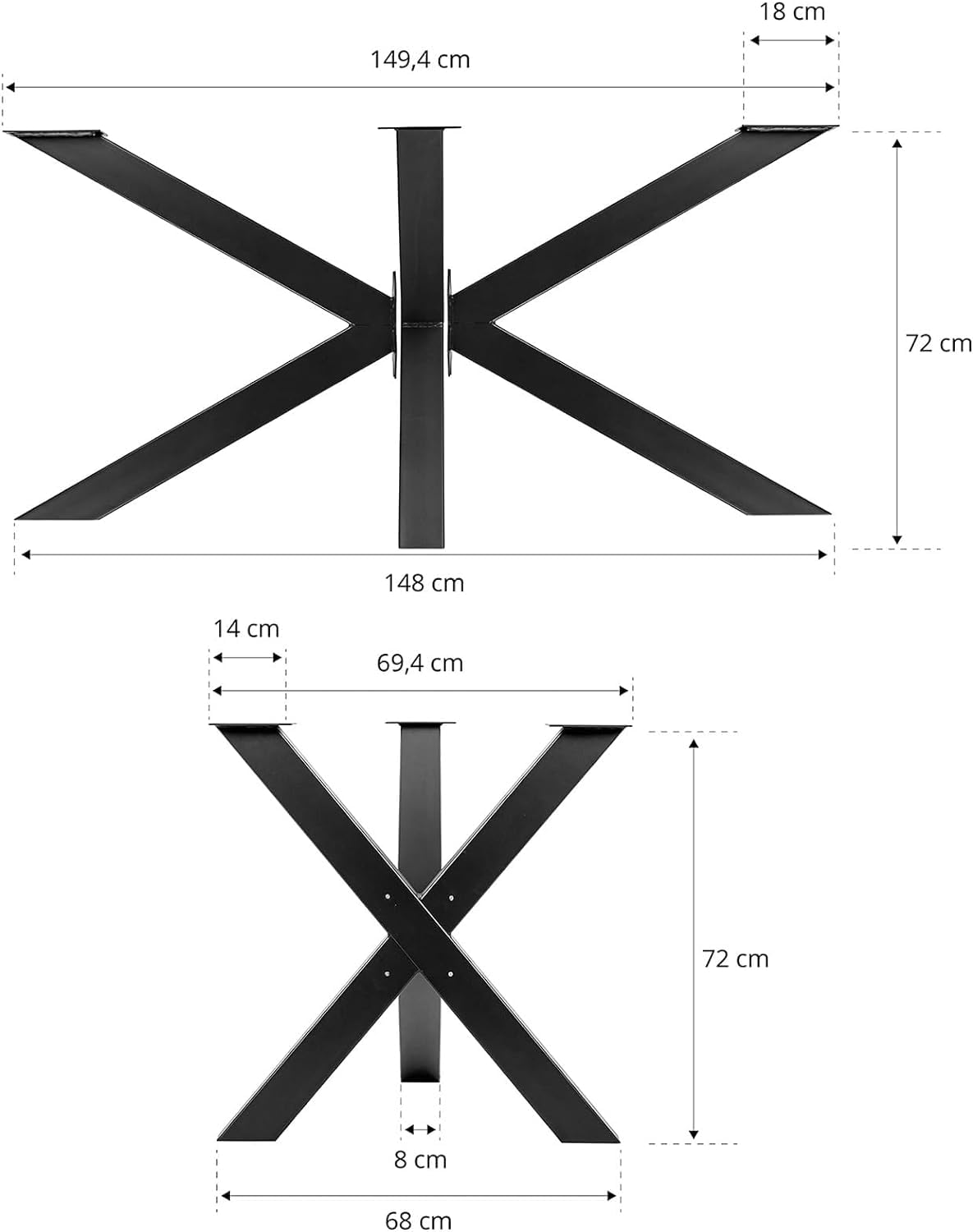 Steel Table Legs - Heavy Duty Spider Leg Design for DIY Dining Table, Kitchen Table, Conference Room & Garden Table - Powder Coated Gold Finish - Easy Assembly (Perfect for Home, Office & Outdoor Use)