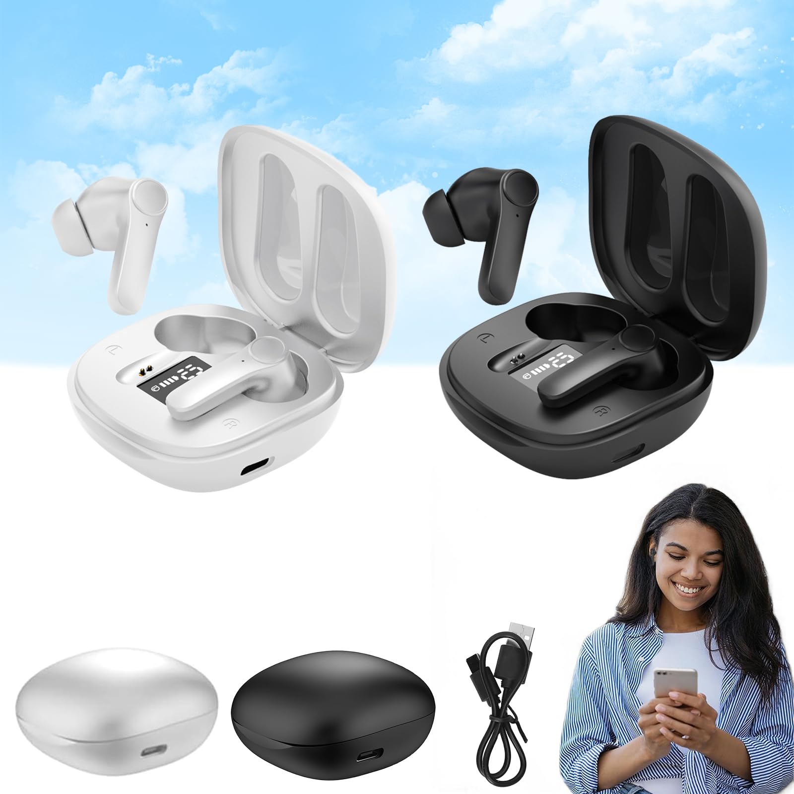 Echowave B11 Translator Earbuds - 144 Language Real-Time Translation Device, No WiFi Needed, 3 Modes for Travel, Business & Learning | Portable Voice Translator for International Communication