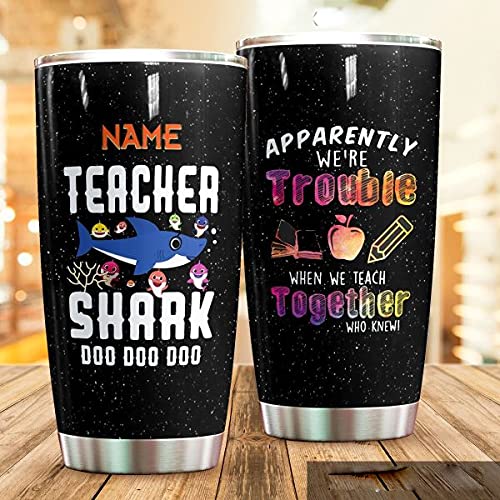 Personalized Teacher Tumbler Gift - Shark Design for Back to School & Holidays